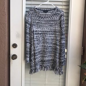 Black and White hip length sweater